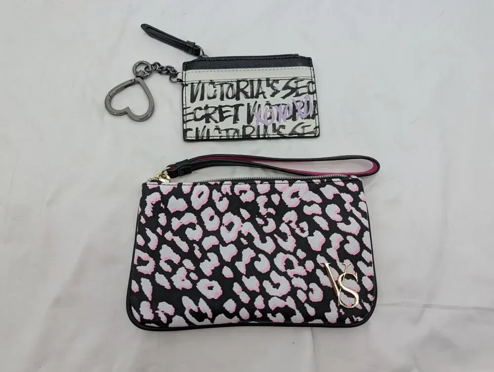 BUNDLE!  Victoria Secret Leopard Print Pouch and Graffiti Card Holder Everyday